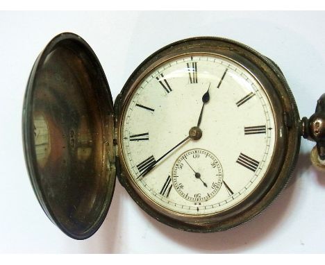 A gentleman's silver cased pocket watch with enamel dial and subsidiary seconds hand, the movement numbered 21827 and the cas