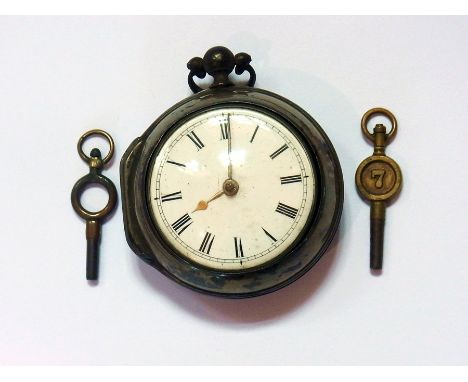 A Georgian silver cased pocket watch with enamel dial and Roman numerals, by Jason Smith London, no.2860 