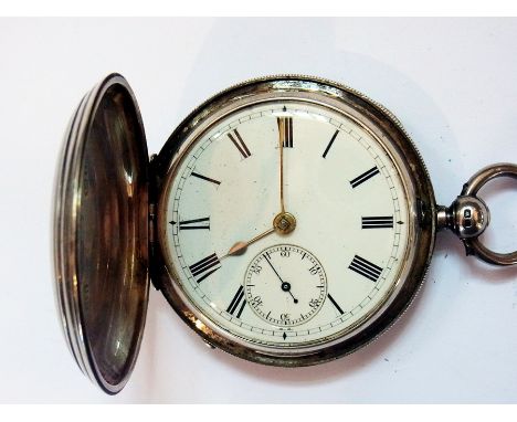 A silver cased pocket watch with enamel dial, subsidiary seconds hand, with Roman numerals, hallmarked Chester 1892 