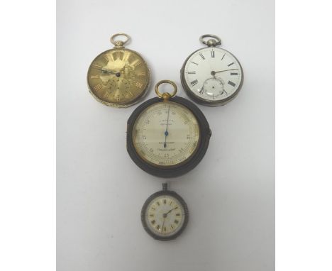 A gentleman's silver cased, key wind, openfaced pocket watch, with a gilt fusee lever movement, London 1844, a gilt cased, ke