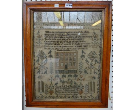 A 19th century framed sampler by 'M Rufsen Aged 9 Sep 1823', 40cm wide x 50cm high.