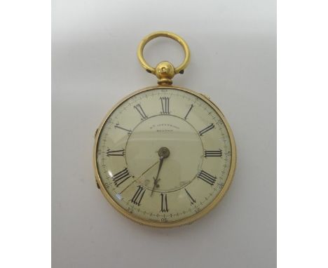 An 18ct gold cased, key wind, openfaced pocket watch, the gilt three quarter plate jeweled lever movement, detailed Willm Ish