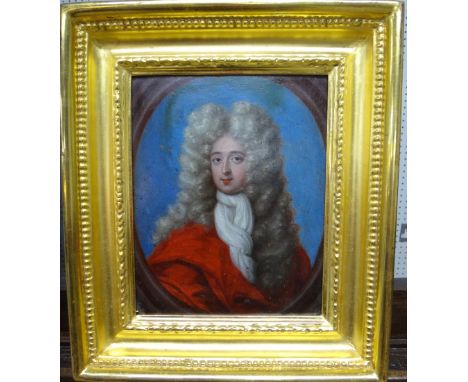 French School (18th century), Portrait of a nobleman, oil on copper, 18cm x 13cm.