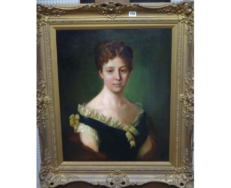 English School (late 19th century), Portrait of a lady, oil on canvas, 63cm x 52cm.
