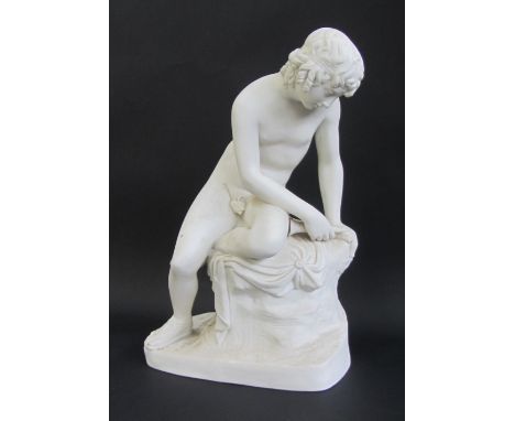 A Copeland parian figure of 'Narcissus', painted mark to interior 'Narcissus by Gibson R A, modelled by E R Stephen by Copela