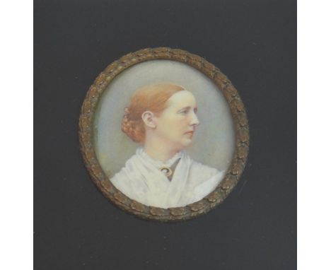 MS Late 19th/early 20th Century British School,  Portrait of a lady, titian red hair in plaited bun, white lace collar and sh