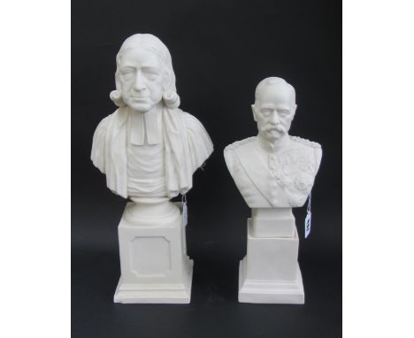 A Robinson and Leadbeater parian bust of 'Lord Roberts', raised on a square plinth and incised 'W C Lawton Copyright Jan 1900