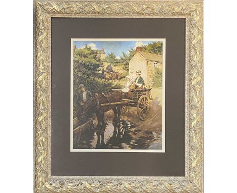 A framed print 'The Drinking Trough' by Stanhope Forbes, 40 x 33cm