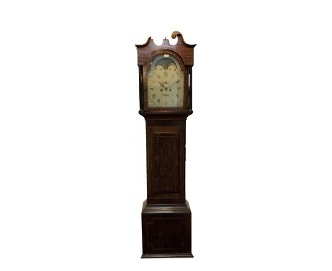 A 19th century mahogany, crossbanded and inlaid eight-day longcase clock, the painted dial signed Lawley &amp; Co, Bath, the 