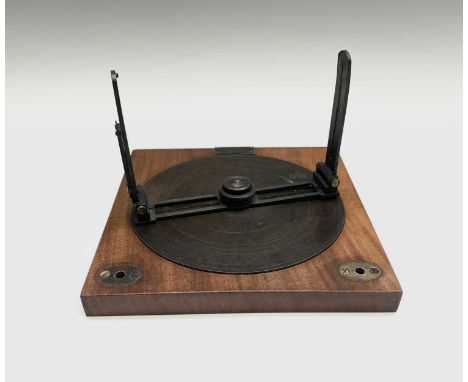 A 19th century brass marine azimuth compass by Alex Dobbie &amp; Son, Glasgow and London, on a mahogany plinth, 23cm square.