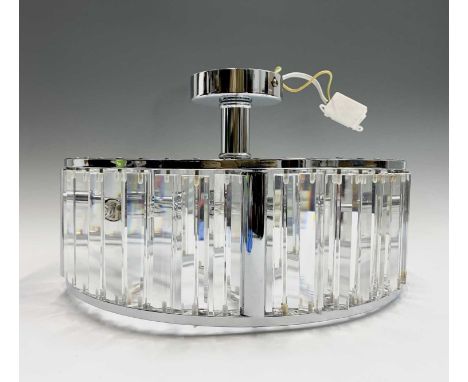 A pair of contemporary Dar lighting chrome and crystal ceiling light fittings, diameter 35cm.