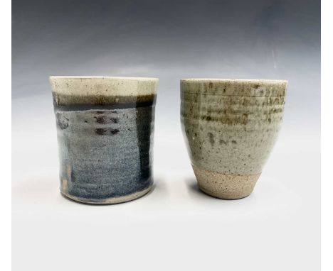 Two Leach studio pottery tea bowls, both with impressed St. Ives studio marks. Both approx. 9.5cm high.