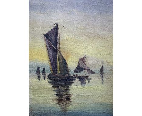 M.P. (20th Century British School)Boats in Calm WatersOil on canvas Signed with initials29 x 21.5cm&David WILLIS (d.2013)'Daw