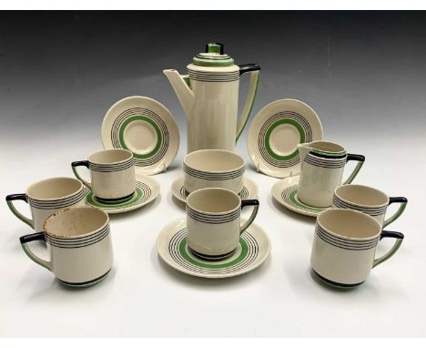 A Royal Doulton 'Radiance' coffee service - six place settings - comprising coffee pot, height 19.5cm, cream jug, sugar bowl,
