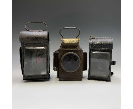 A J&amp;R Oldfield Dependence traction engine lamp, height 23cm and two other lamps (3)