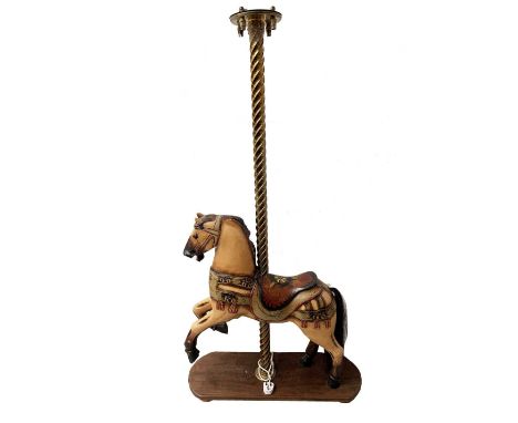 A carousel horse floor lamp, with shade. Overall height including shade 173cm.Condition report: Very good used condition, num