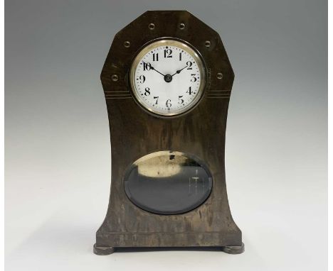 A German Jugendstil brass cased torsion mantel clock, early 20th century, the case of industrial style, the movement stamped 