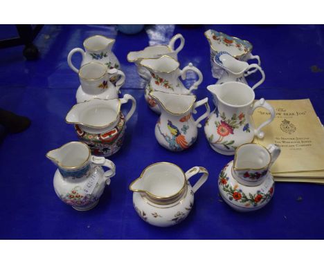 Collection of reproduction Worcester porcelain jugs