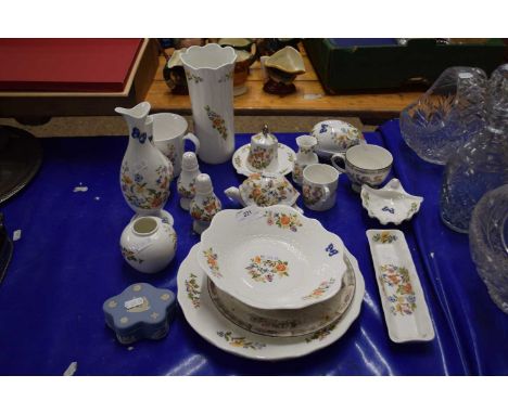 Quantity of Aynsley Cottage Garden ceramics to include vases, cruet items, trinket boxes etc