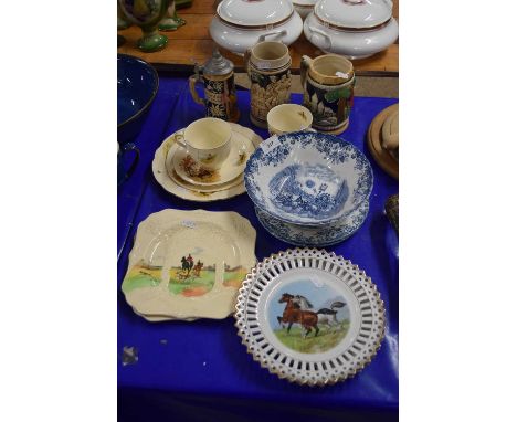 Mixed Lot various German beer steins, assorted ceramics to include Royal Doulton Hunting pattern table wares and others