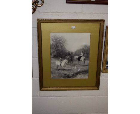 Monochrome print, Figures on horseback
