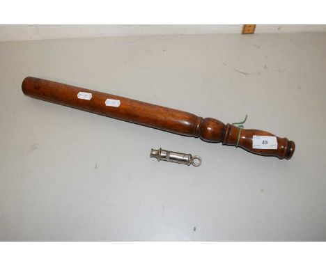 Vintage Metropolitan whistle and a wooden truncheon