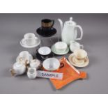 A Portmeirion part coffee set with black glaze and gilt Greek key design, and an assortment of