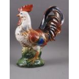 A crackle glazed model of a cockerel, 16" high