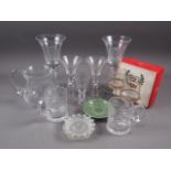 A pair of 1911 commemorative clear glass goblets, 6 3/4" high, a similar pair of 1953