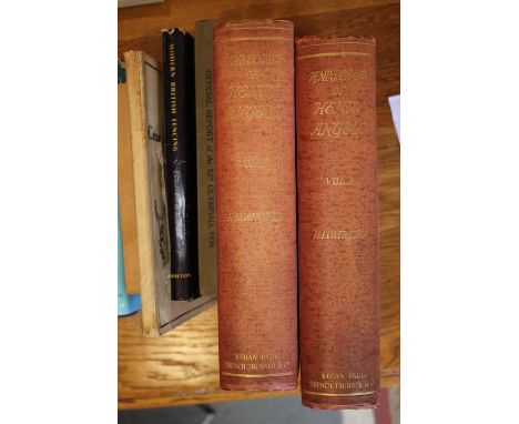 "The Reminiscences of Henry Angelo", two vols illust, limited edition 1904, "History of London Fencing Club 1848-1956", Beaum