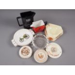 A Lambert & Butler advertising jug, 6 1/2" high, a Haig Whisky jug, a John Bull Bitter ashtray, a