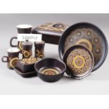 A Denby "Arabesque" pattern part combination service, including coffee pot, two tureens, an entree