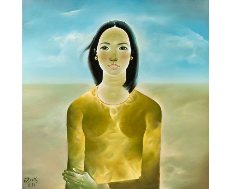 NGUYEN TRUNG (VIETNAMESE B. 1940) Portrait of Maggie Nguyen, 1981 oil on canvas 80.5 x 80 cm (31 5/8 x 31 1/2 in.) signed and