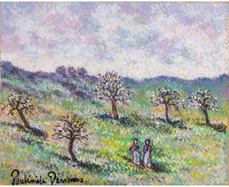 PAUL EMILE PISSARRO (FRENCH 1884-1972) Les Pommiers,  pastel on paper 24.7 x 30.5 cm (9 3/4 x 12 in.)  signed lower left PROV