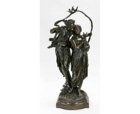 HENRI ETIENNE DUMAIGE (FRENCH 1830-1888) Demeter and Nymph, 1867 bronze with dark brown patina height: 84 cm (33 1/8 in.) sig