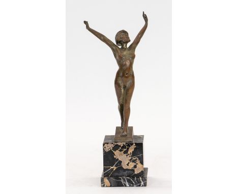 EUROPEAN ARTIST, 20TH CENTURY Awakening,  bronze with brown patina height: 26.8 cm (10 1/2 in.) signed BAINE on base PROVENAN