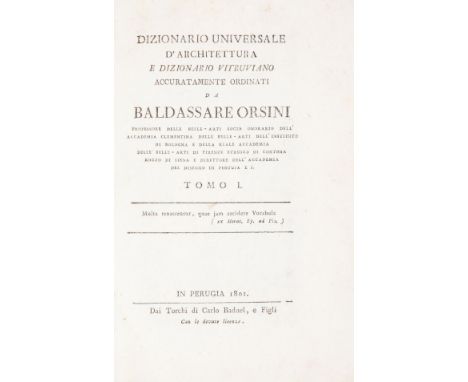 Architettura/Architecture. Orsini Baldassarre. Dizionario universale d'architettura e dizionario vitruviano. Perugia, Carlo B