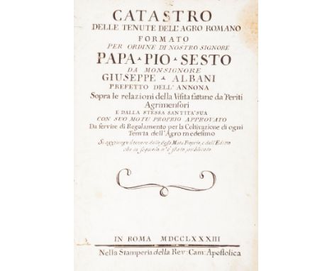 Manoscritto/Manuscript. Albani Giuseppe. Catastro delle tenute dell'Agro Romano formato per ordine di Nostro Signore Papa Pio