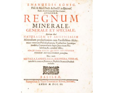 Alchimia/Alchemy. König Emanuel. Regnum minerale, generale et speciale, quorum illud naturalem et artificialem mineralium pro