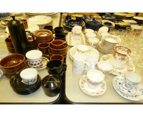 PARAGON CHINA 'COUNTRY LANE' TEA SET AND A BLACK WEDGWOOD COFFEE SET FOR SIX PERSONS, OTHER TEA WARES, TOGETHER WITH A VICTOR