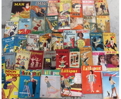 Seventy-six 1930s-1950s vintage UK men's magazines to include 'Lilliput', 'Man' and 'Razzle' (76).