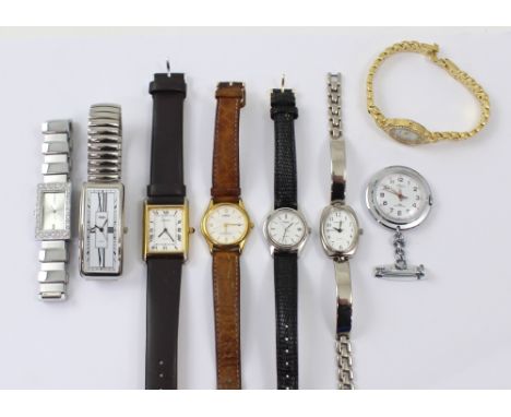A small collection of ladies' quartz wristwatches to include a Rotary mother of pearl dial example on faux lizard skin strap,