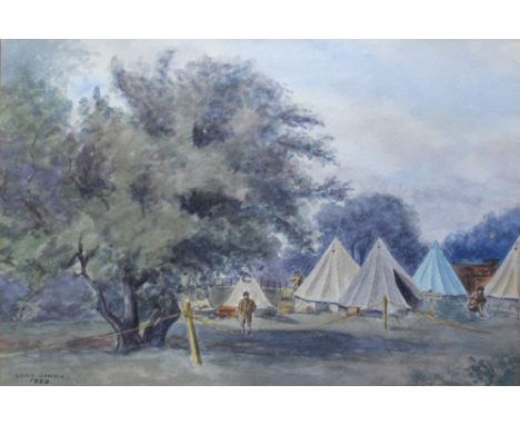 LILLIAN COWELL; watercolour, 'World Jamboree Arrowe Park 1929', the third World Scout jamboree which took place in Arrowe Upt