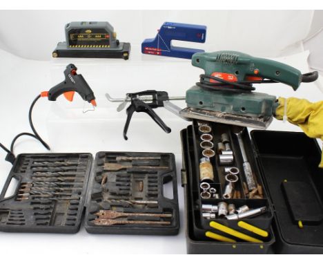 A quantity of tools to include a sander, a voltage meter for detecting  circulatory faults, an electronic metal voltage detec