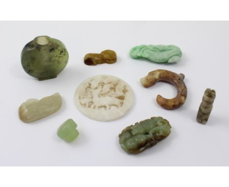 A group of 19th century and later Chinese jade and jadeite carvings (8).