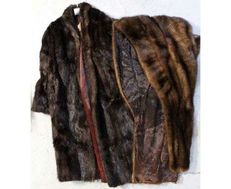 A vintage musquash three quarter length fur coat by Best &amp; Co of 5th Avenue New York, and a similar fur stole (2).
