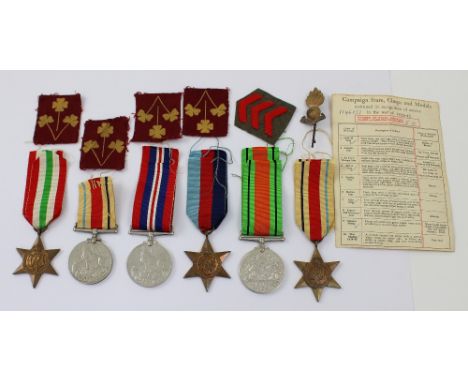 A group of five WWII medals awarded to 1146151 William Poole, to include 1939-45 star, the Africa star, Italy star, defence m
