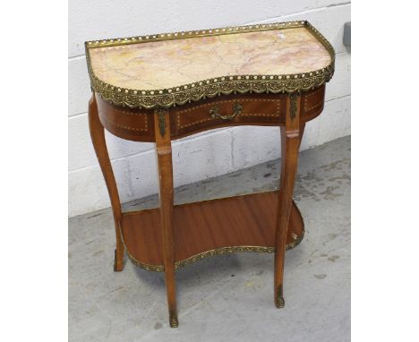 A modern Louis XV style modern hall table with gilt brass galleried yellow marble top over single frieze drawer on cabriole l