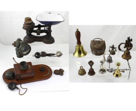 A vintage walnut cased wall mounted Sterling Telephone and Electric Company Ltd telephone, height 40.5cm, a pair of vintage k