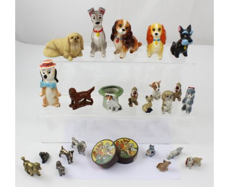 A collection of mainly Wade dog figures to include boxed Wade Disney 'Thumper', 'Peg', 'Lady', 'Tramp', 'Dachie' and 'Jock', 